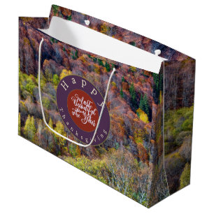 Happy Thanksgiving Beautiful View Autumn forest    Large Gift Bag