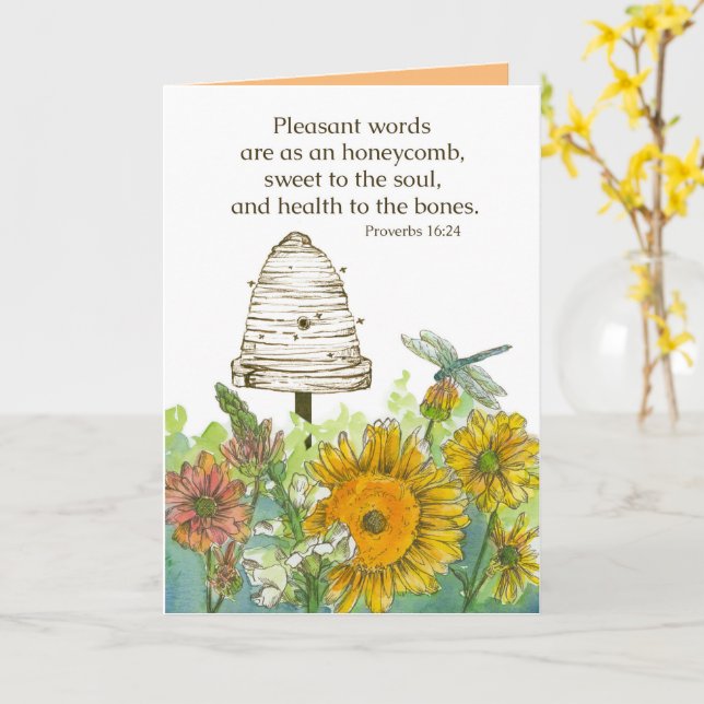 Happy Thanksgiving Bible Verse Proverbs Wildflower Card (Yellow Flower)