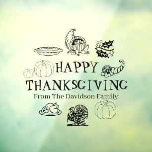 Happy Thanksgiving black custom name decor 