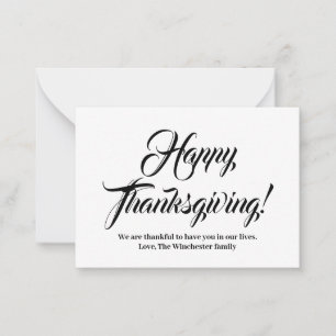 Happy Thanksgiving black custom script elegant Card
