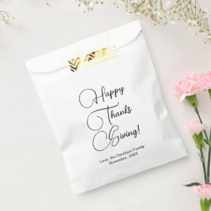 Happy Thanksgiving black custom script elegant Favour Bag