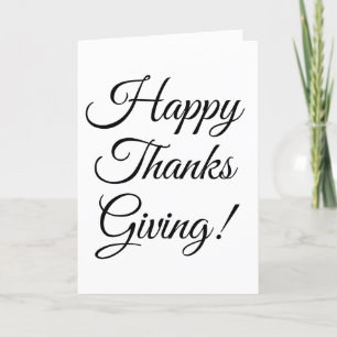 Happy Thanksgiving black custom script elegant Holiday Card
