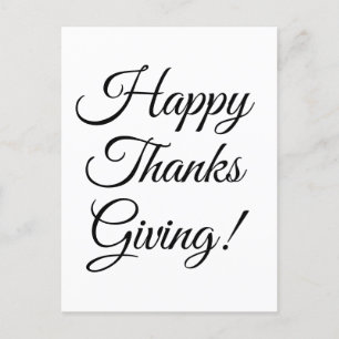 Happy Thanksgiving black custom script elegant Holiday Postcard