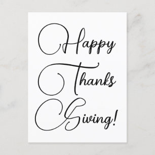 Happy Thanksgiving black custom script elegant Postcard