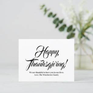 Happy Thanksgiving black custom script elegant Postcard