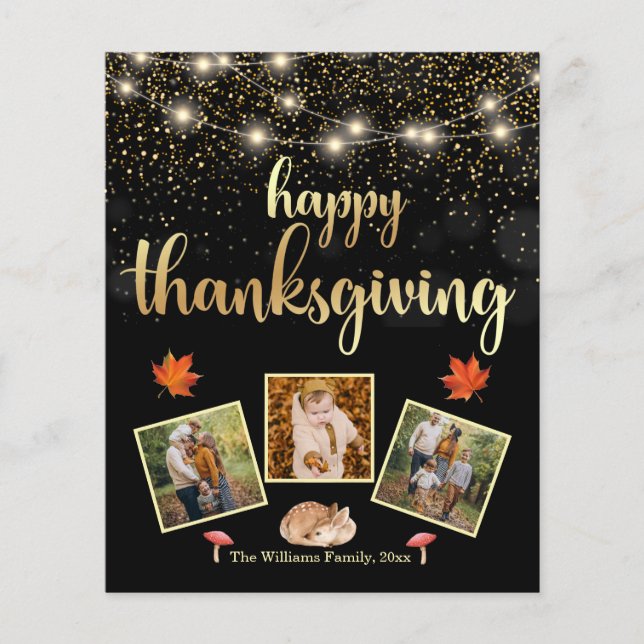 happy thanksgiving black golden 3 photos collage  flyer (Front)