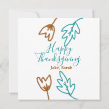 Happy Thanksgiving blue brown fall leaves flower h