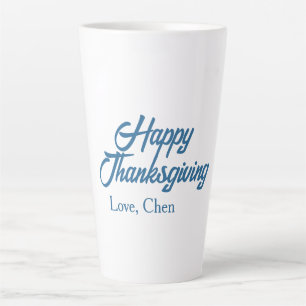 Happy Thanksgiving blue love name holiday winter m Latte Mug
