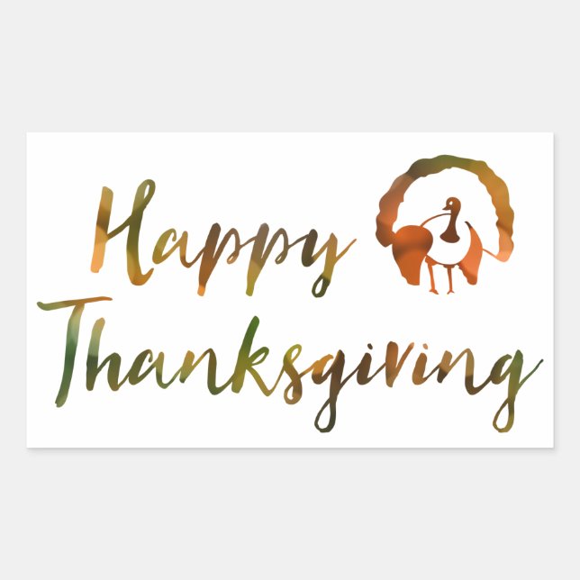Happy Thanksgiving (bokeh turkey lights) Rectangular Sticker (Front)