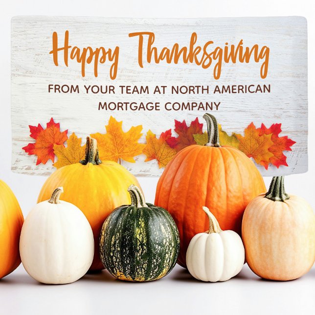 Happy Thanksgiving Business Autumn Leaves Company Banner (Creator Uploaded)