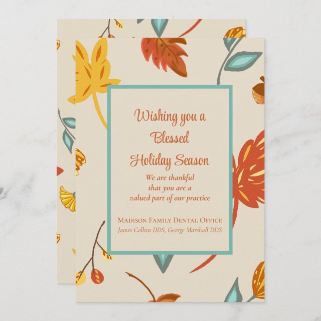 Happy Thanksgiving Business Holiday Card (Front/Back)
