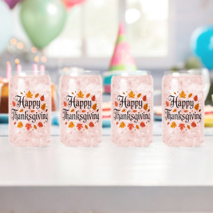 Happy Thanksgiving Can Glass