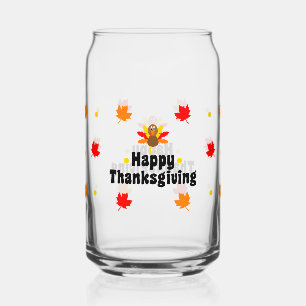 Happy Thanksgiving Can Glass Fall Drinkware