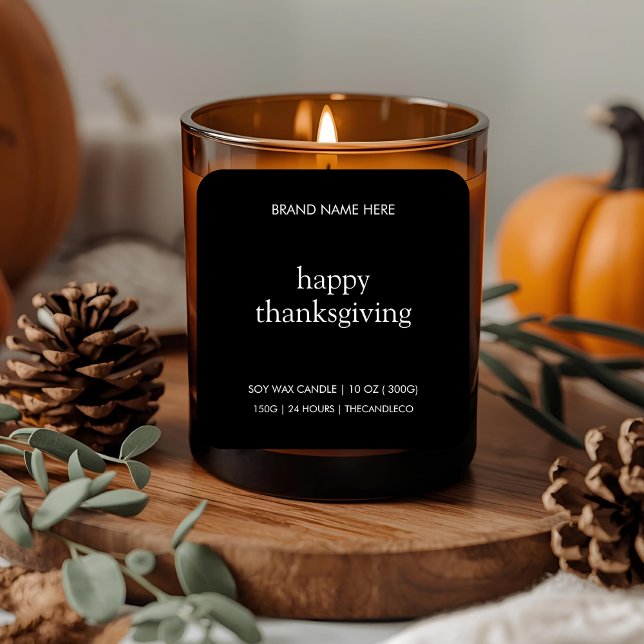 Happy Thanksgiving Candle Label | Minimalist Fall  (Creator Uploaded)