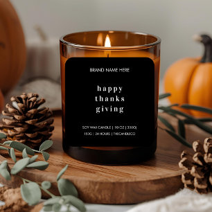 Happy Thanksgiving Candle   Minimalist  Square Sticker