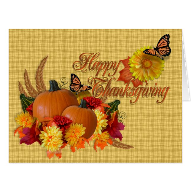 Happy Thanksgiving card butterflies (Front Horizontal)