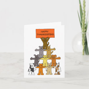 Happy Thanksgiving Cartoon Dogs Card