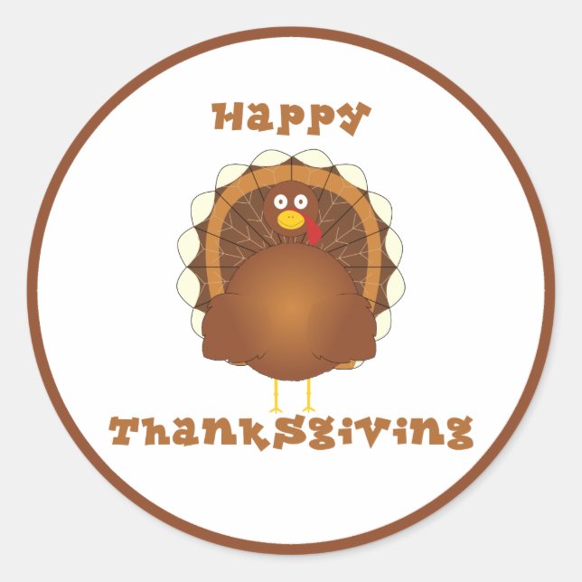 Happy Thanksgiving cartoon turkey stickers (Front)