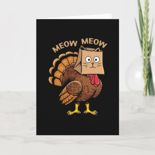 Happy Thanksgiving Cat Costume Turkey Funny Fake C Card