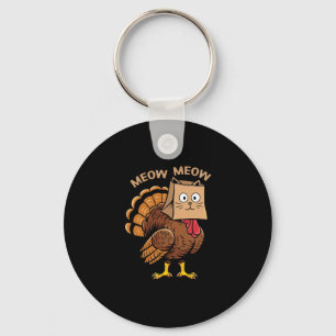 Happy Thanksgiving Cat Costume Turkey Funny Fake C Key Ring