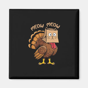 Happy Thanksgiving Cat Costume Turkey Funny Fake C Magnet