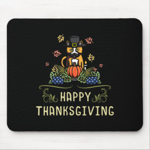 Happy Thanksgiving Cat Owner Feast Fall Season Ble Mouse Pad