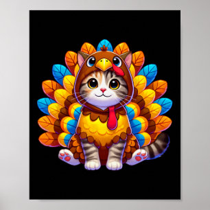 Happy Thanksgiving Cat Turkey Costume Christmas Da Poster