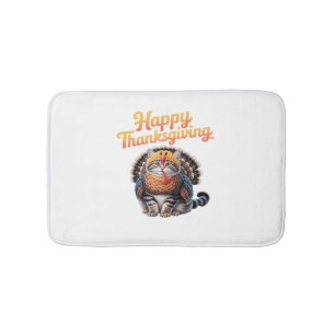 Happy Thanksgiving Cat Turkey Day Fall Classic T-S Bath Mat