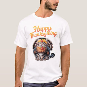 Happy Thanksgiving Cat Turkey Day Fall Classic T-S T-Shirt