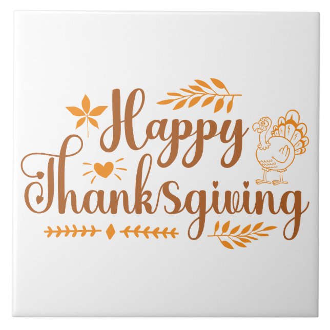 Happy Thanksgiving Ceramic Tile (Front)