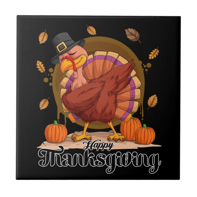 Happy Thanksgiving  Ceramic Tile (Front)
