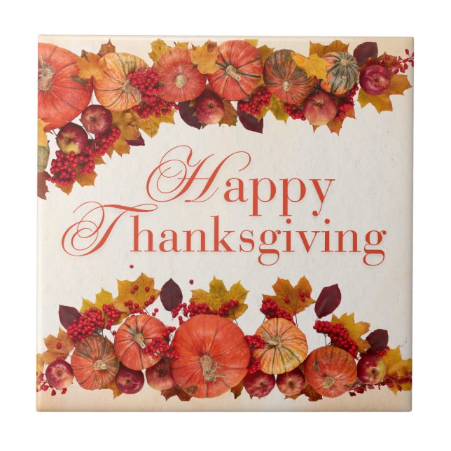 Happy Thanksgiving  Ceramic Tile (Front)