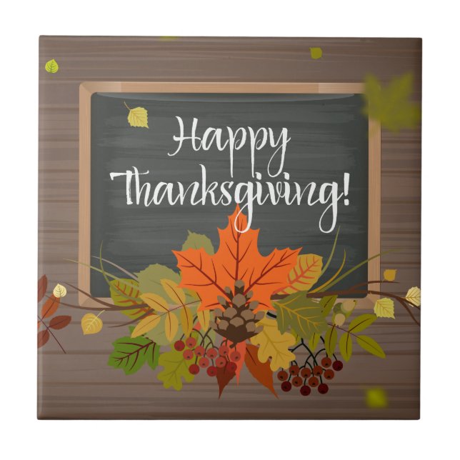 happy thanksgiving ceramic tile (Front)