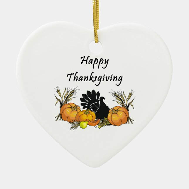 Happy Thanksgiving Ceramic Tree Decoration (Front)