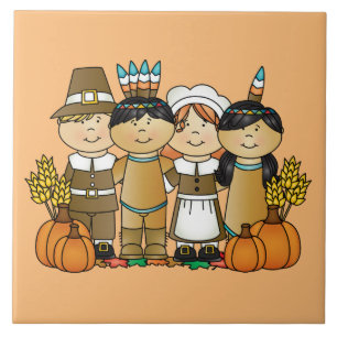 Happy Thanksgiving Children Ceramic Tile