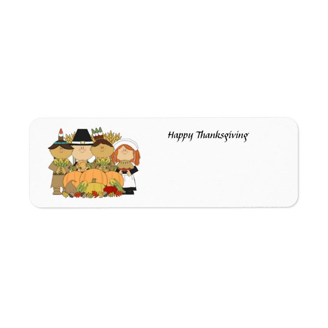 Happy Thanksgiving Children Return Address Label (Front)