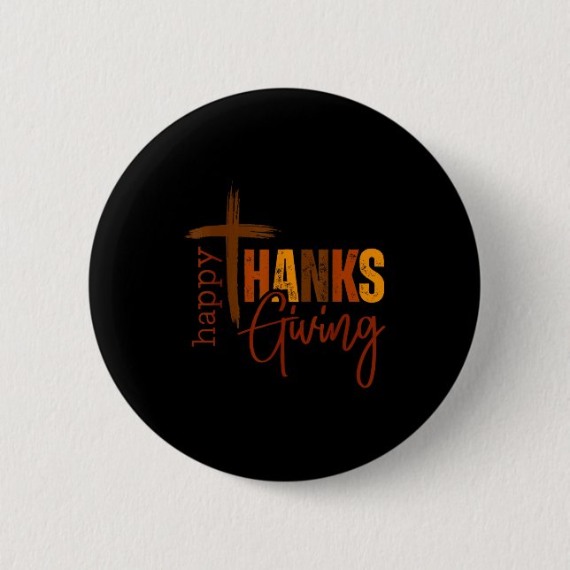 Happy Thanksgiving Christian Cross Turkey Pumpkin  6 Cm Round Badge (Front)