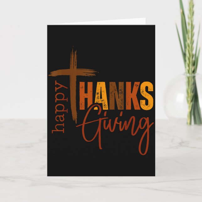 Happy Thanksgiving Christian Cross Turkey Pumpkin  Card (Front)