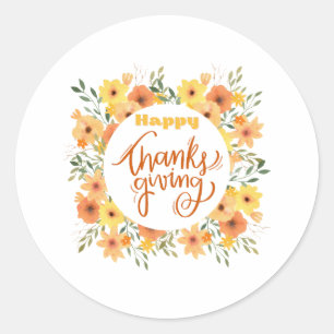 Happy Thanksgiving Classic Round Sticker
