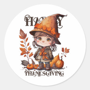 HAPPY THANKSGIVING! CLASSIC ROUND STICKER