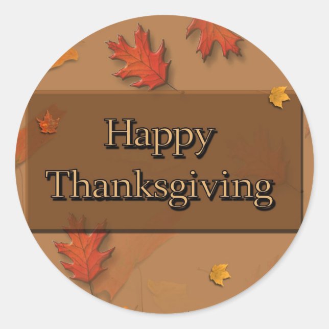 Happy Thanksgiving Classic Round Sticker (Front)
