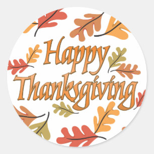 Happy Thanksgiving Classic Round Sticker