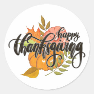 Happy Thanksgiving Classic Round Sticker