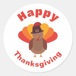 Happy Thanksgiving Classic Round Sticker