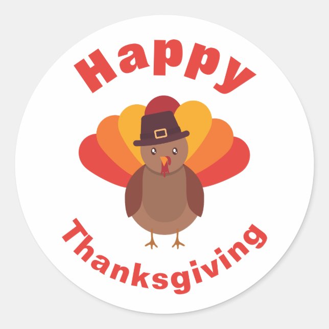 Happy Thanksgiving Classic Round Sticker (Front)