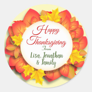 Happy Thanksgiving Classic Round Sticker