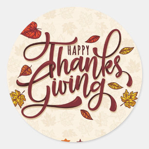 Happy Thanksgiving Classic Round Sticker