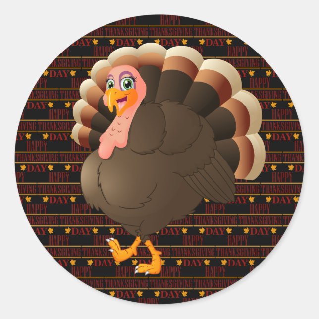Happy Thanksgiving Classic Round Sticker (Front)