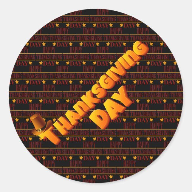 Happy Thanksgiving Classic Round Sticker (Front)