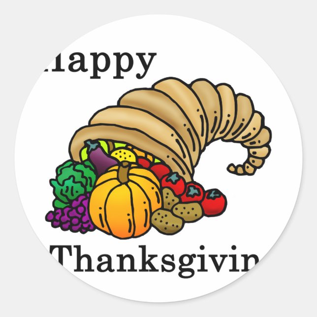 Happy Thanksgiving Classic Round Sticker (Front)